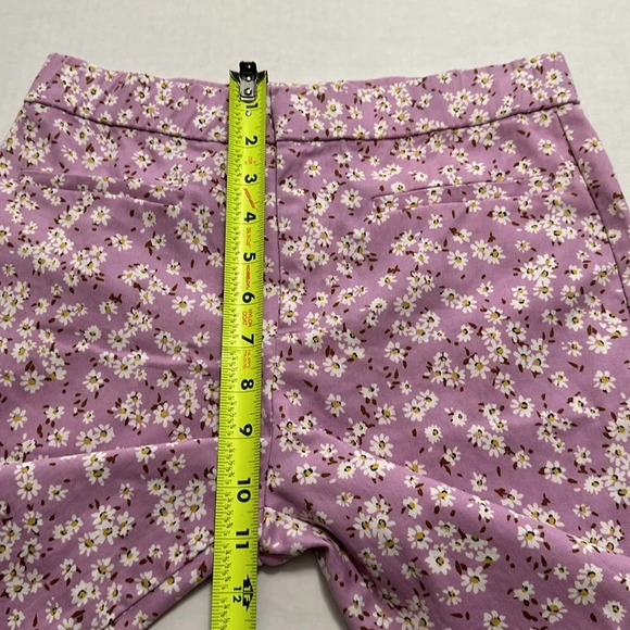 Zara Light Purple White Floral Print Flare Cropped Pants Womens Size Medium - Picture 10 of 12